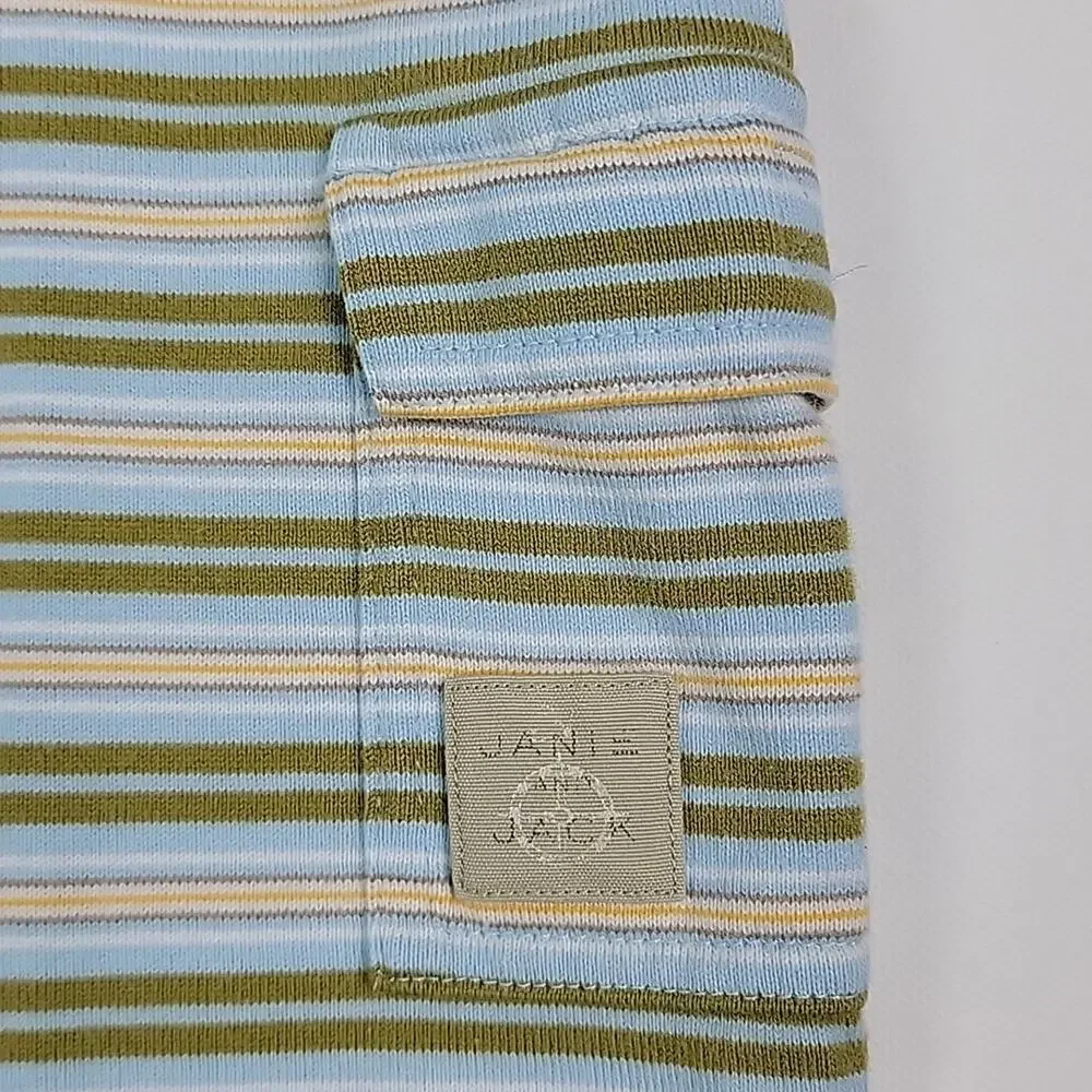 Janie and Jack Tea Collection Romper Shorts Orange Khaki Blue Bundle 6-12 Months